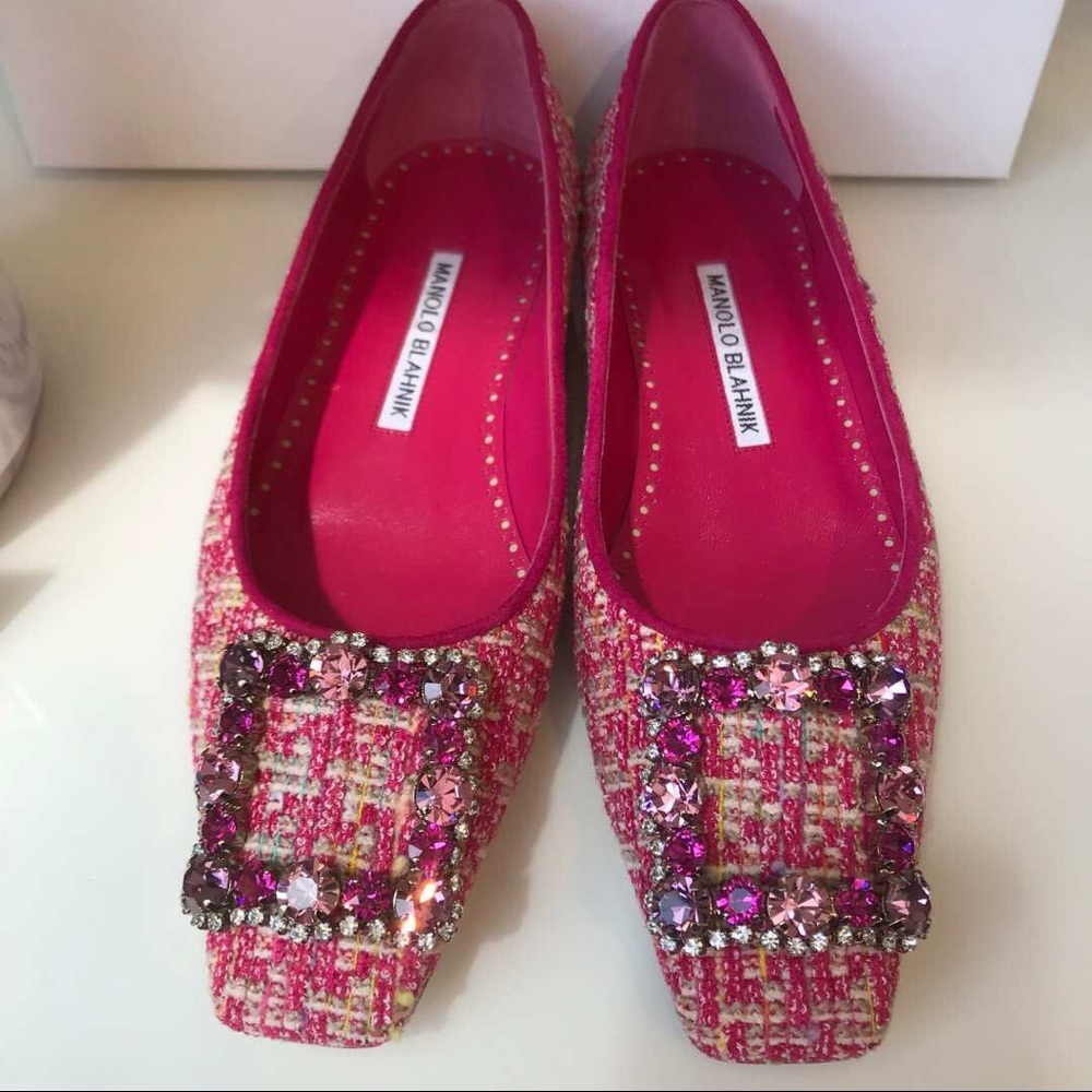 Manolo Blahnik Tweed Flats